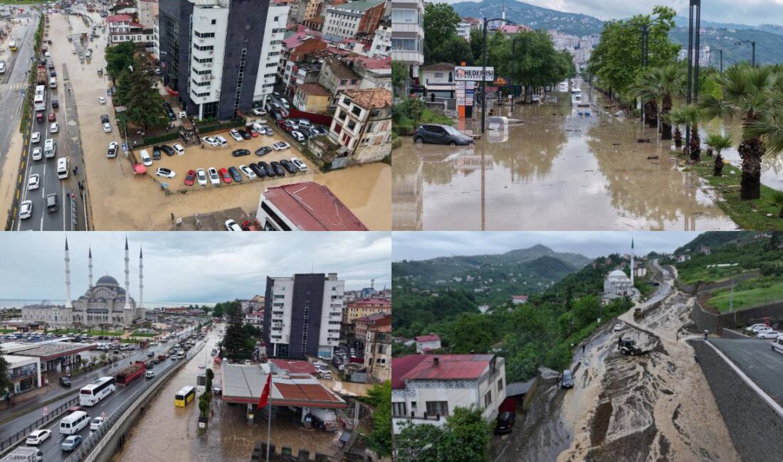 Ortahisar ilçesinde gece saatlerinde etkisini artıran şiddetli yağış, kentte hayatı